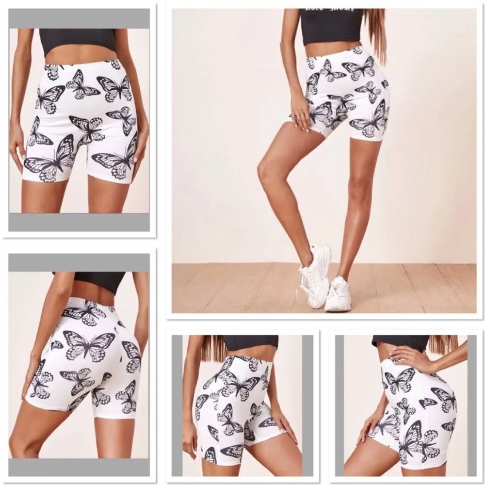Small SHEIN Butterfly Biker Short Black and White
